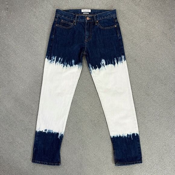 Isabel Marant Etoile Pradley Dip Dye Crop Jeans Colorblock Blue White Size 34 2 - Picture 7 of 15
